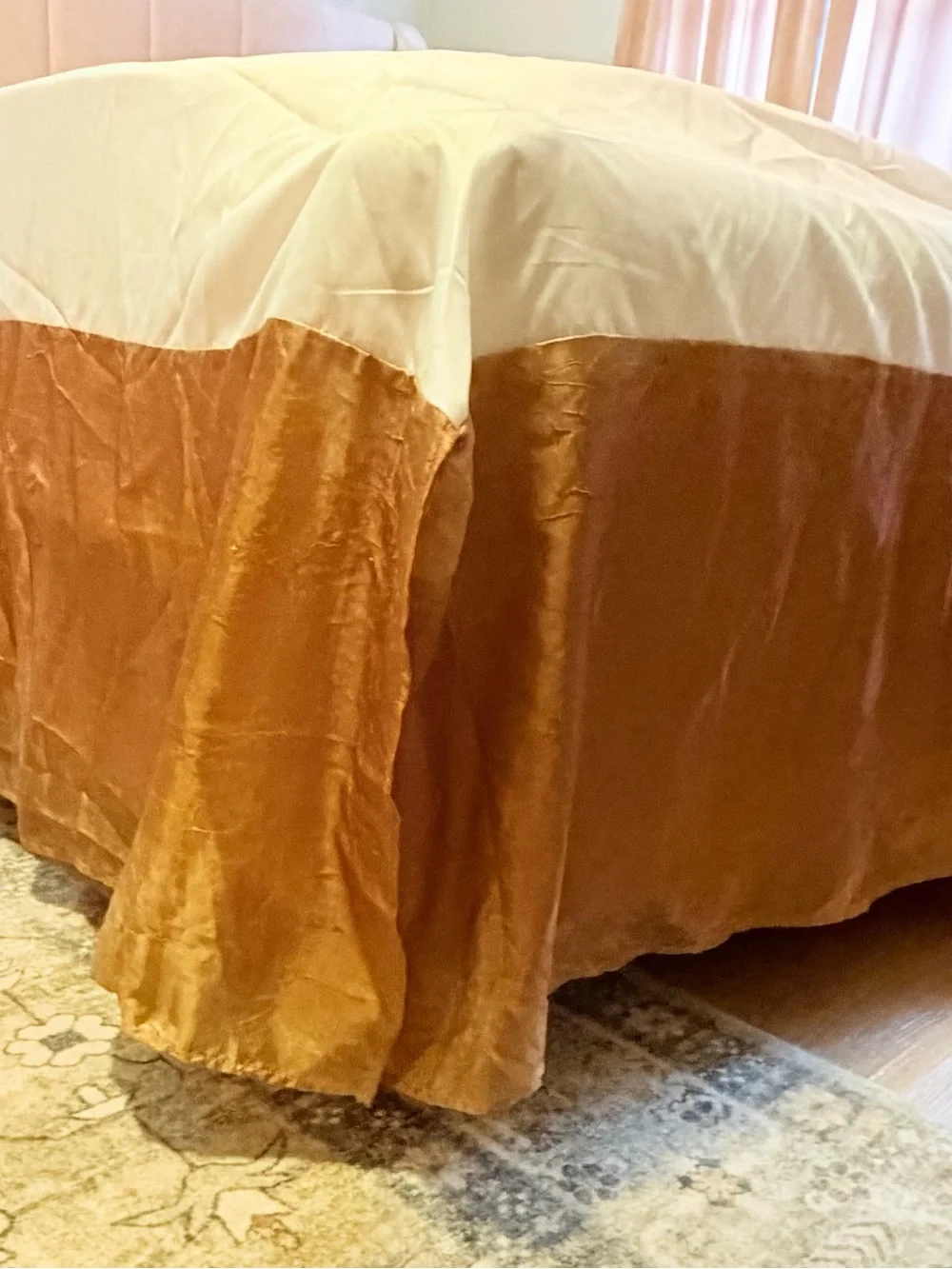 Elegant Floral Burgundy and Gold  Patchwork Duvet w Gold Dust Ruffle